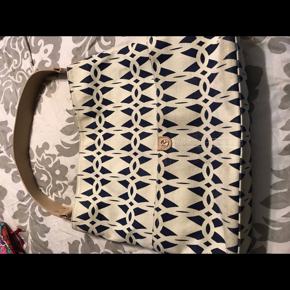 White and Blue Spartina Purse